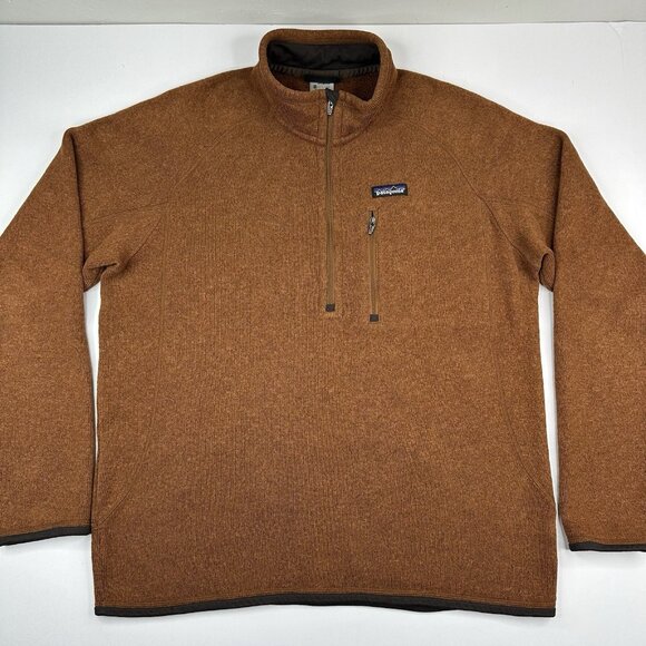 Patagonia Men's Brown Athletic Better Sweater 1/4 Zip Fleece Pullover L/C45.25 - Picture 1 of 12